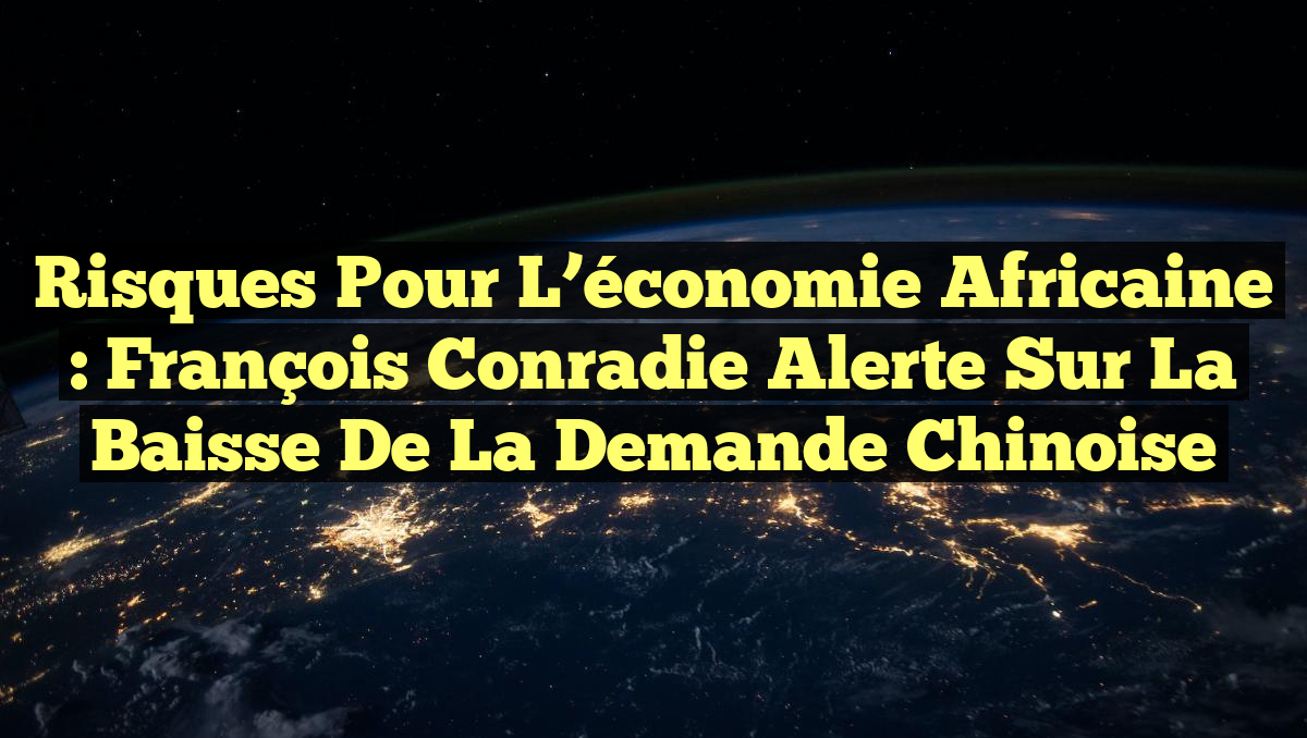 Risques pour l&rsquo;économie africaine : François Conradie alerte sur la baisse de la demande chinoise