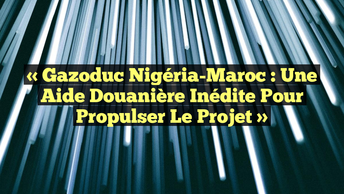 « Gazoduc Nigéria-Maroc : Une aide douanière inédite pour propulser le projet »