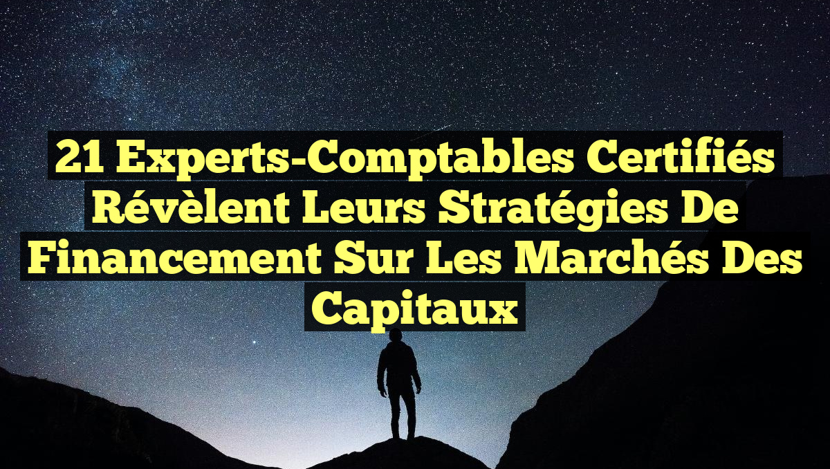 21 Experts-Comptables Certifiés Révèlent leurs Stratégies de Financement sur les Marchés des Capitaux