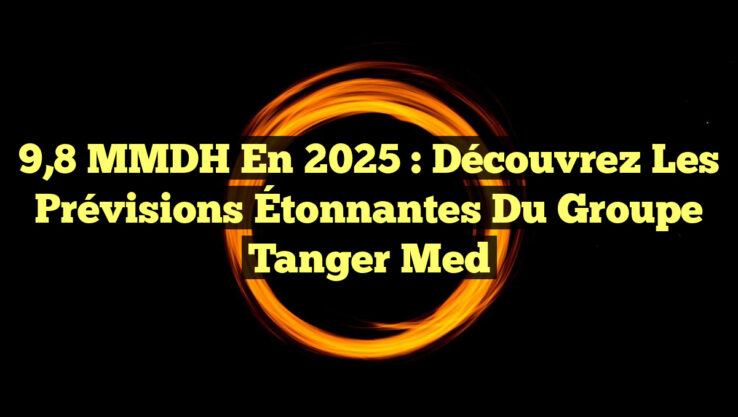 9,8 MMDH en 2025 : Découvrez les Prévisions Étonnantes du Groupe Tanger Med