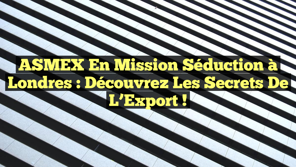 ASMEX en Mission Séduction à Londres : Découvrez les Secrets de l&rsquo;Export !