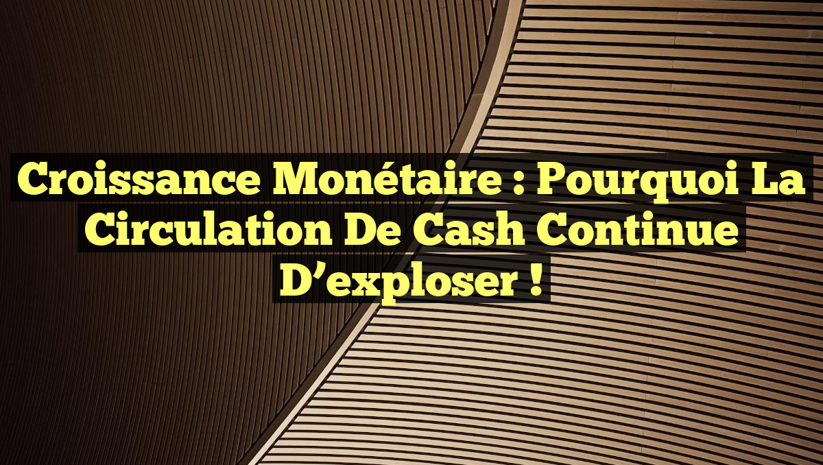 Croissance monétaire : Pourquoi la circulation de cash continue d&rsquo;exploser !