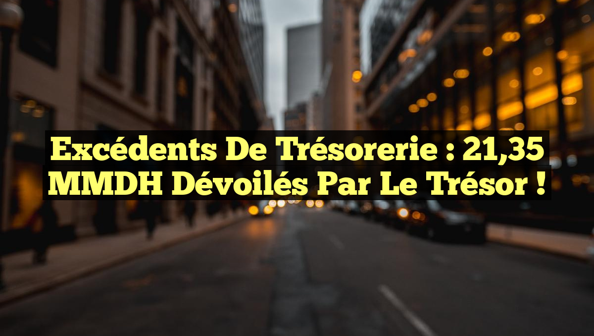 Excédents de Trésorerie : 21,35 MMDH Dévoilés par Le Trésor !