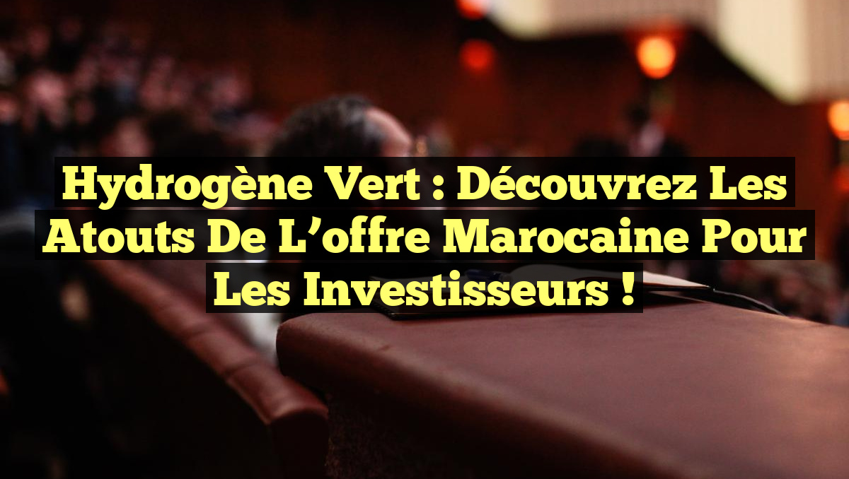 Hydrogène vert : Découvrez les atouts de l&rsquo;offre marocaine pour les investisseurs !