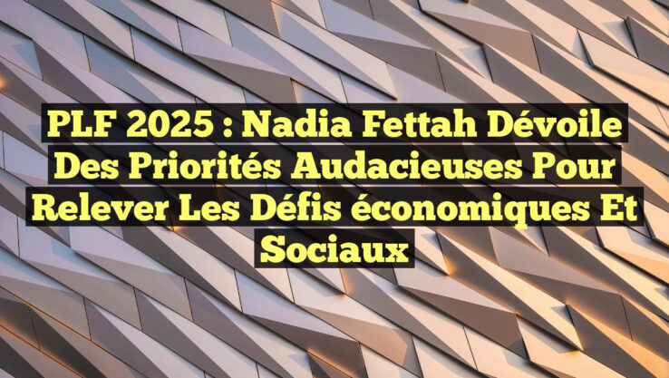 PLF 2025 : Nadia Fettah dévoile des priorités audacieuses pour relever les défis économiques et sociaux PLF 2025 : Nadia Fettah dévoile des priorités audacieuses pour relever les défis économiques et sociaux