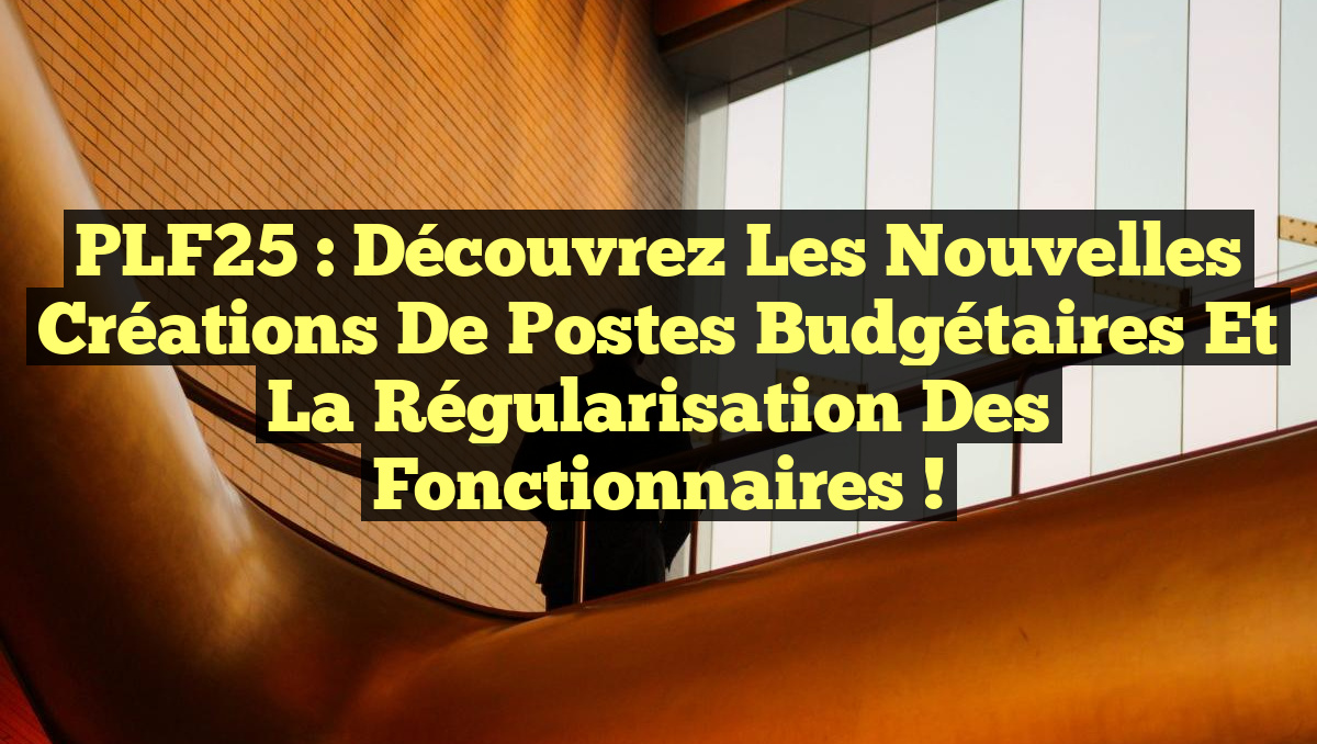 PLF25 : Découvrez les nouvelles créations de postes budgétaires et la régularisation des fonctionnaires !