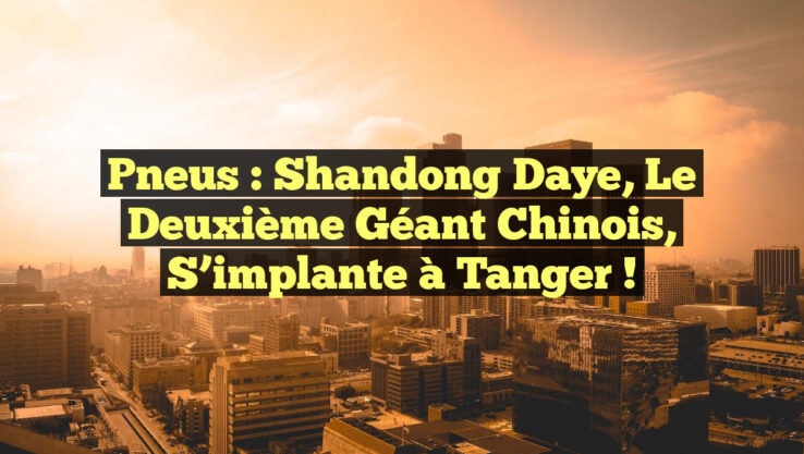 Pneus : Shandong Daye, le deuxième géant chinois, s’implante à Tanger !