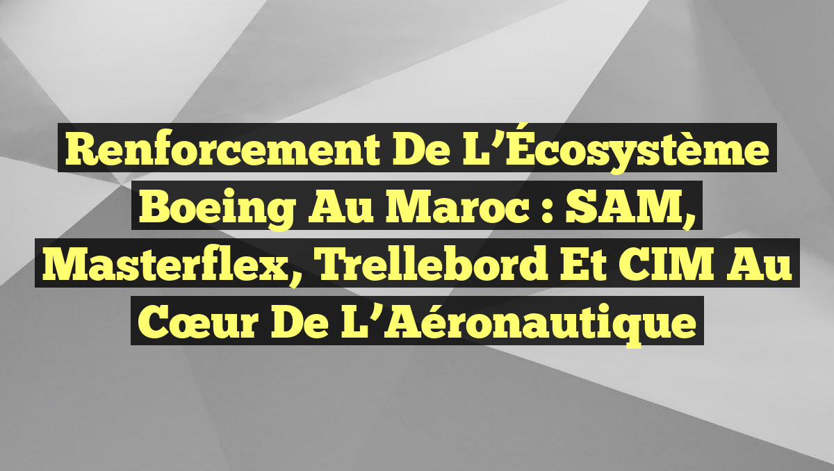 Renforcement de l&rsquo;Écosystème Boeing au Maroc : SAM, Masterflex, Trellebord et CIM au cœur de l&rsquo;Aéronautique