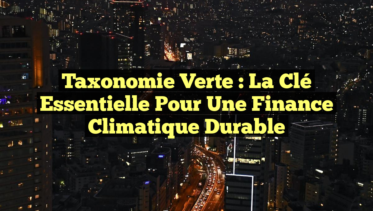 Taxonomie Verte : La Clé Essentielle pour une Finance Climatique Durable