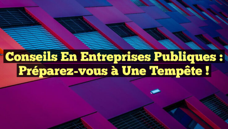 Conseils en Entreprises Publiques : Préparez-vous à une Tempête !