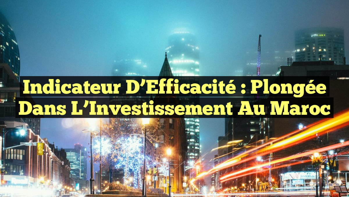 Indicateur d’Efficacité : Plongée dans l’Investissement au Maroc