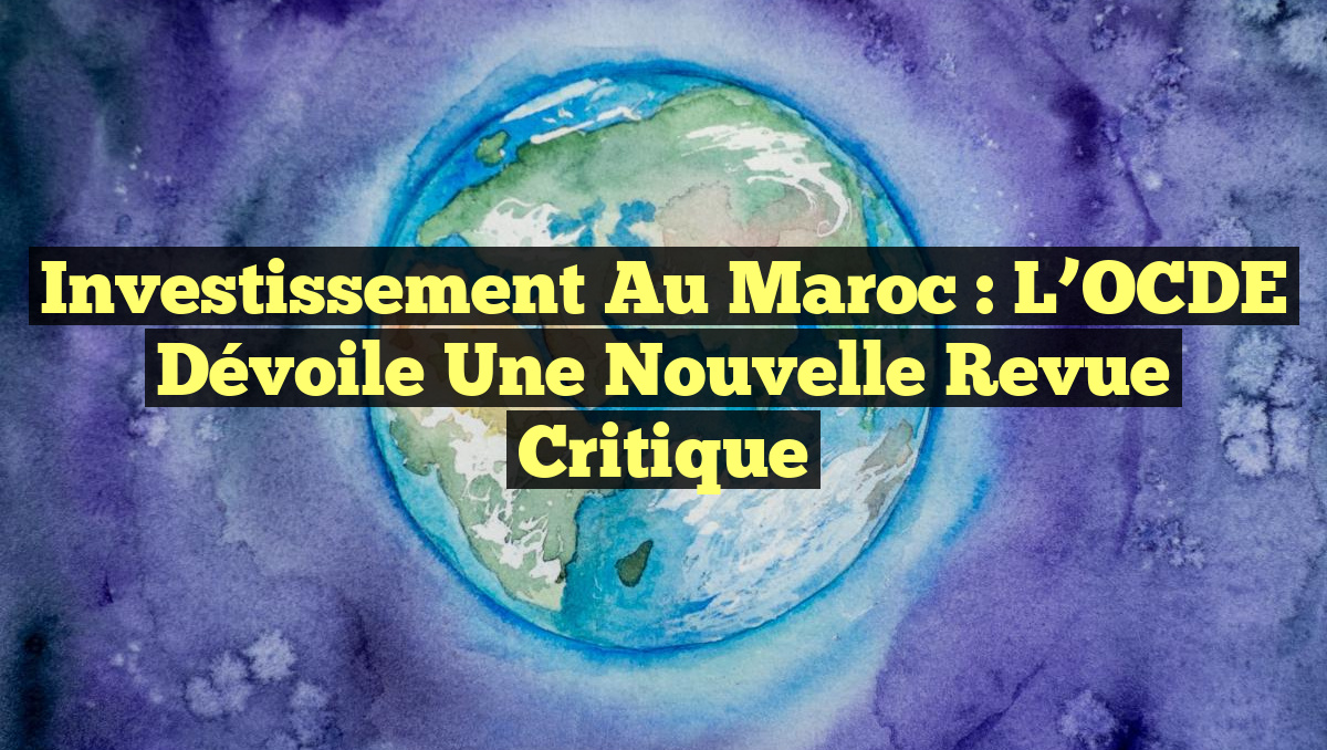 Investissement au Maroc : L&rsquo;OCDE Dévoile une Nouvelle Revue Critique