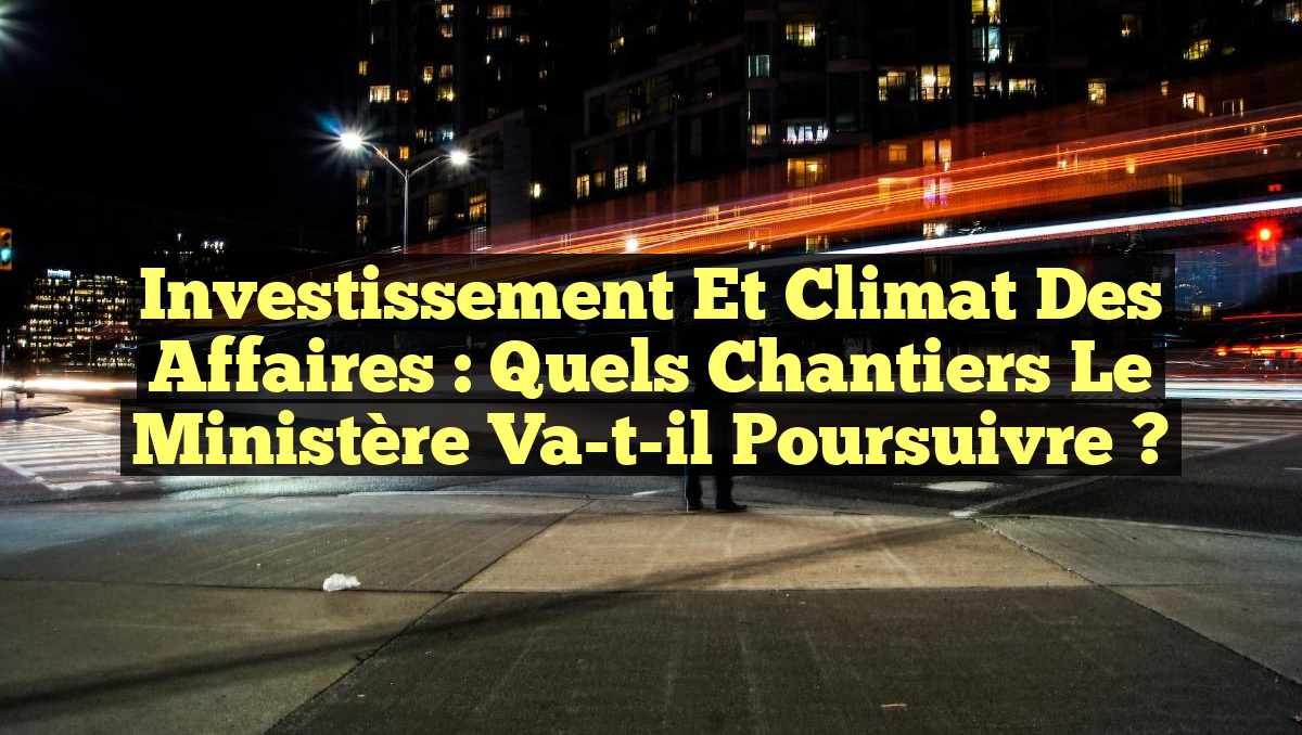 Investissement et climat des affaires : Quels chantiers le ministère va-t-il poursuivre ?