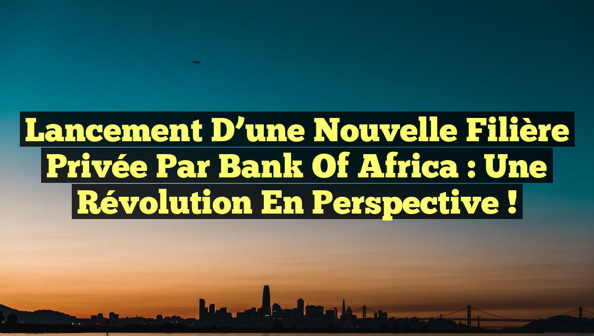 Lancement d&rsquo;une Nouvelle Filière Privée par Bank of Africa : Une Révolution en Perspective !
