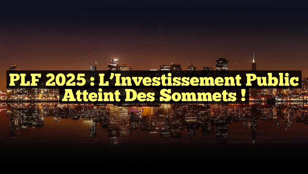 PLF 2025 : L&rsquo;Investissement Public Atteint des Sommets !