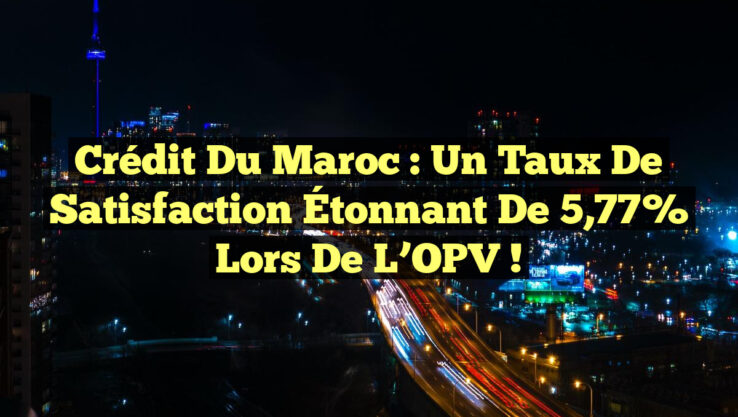Crédit du Maroc : Un Taux de Satisfaction Étonnant de 5,77% lors de l’OPV !