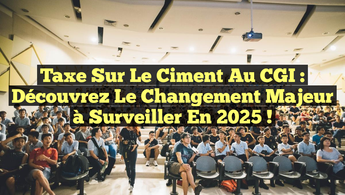 Taxe sur le ciment au CGI : Découvrez le changement majeur à surveiller en 2025 !
