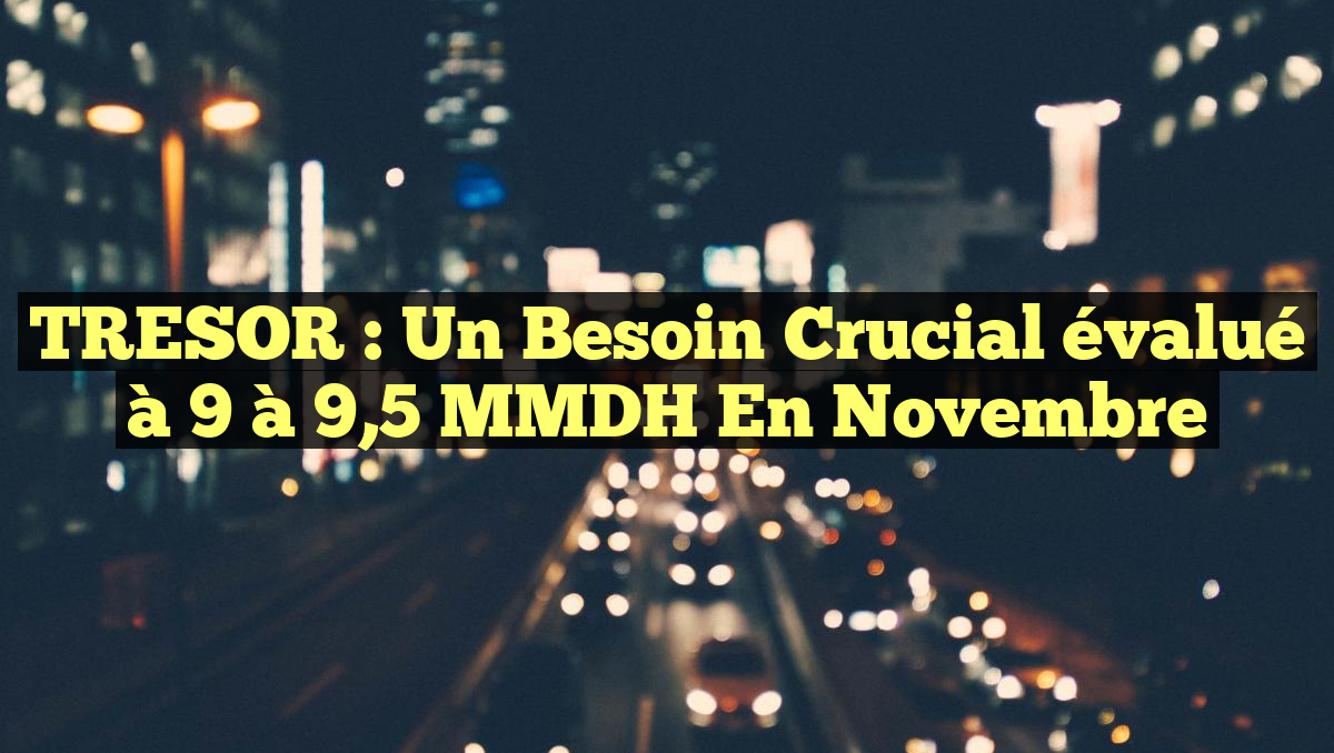 TRESOR : Un besoin crucial évalué à 9 à 9,5 MMDH en novembre