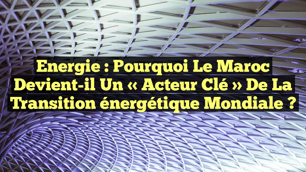 Energie : Pourquoi le Maroc devient-il un « acteur clé » de la transition énergétique mondiale ?