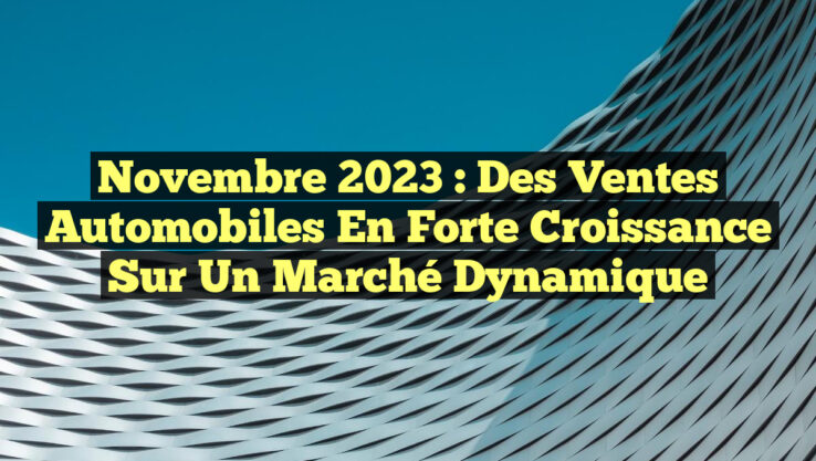 Novembre 2023 : Des Ventes Automobiles en Forte Croissance sur un Marché Dynamique