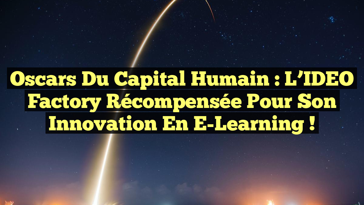 Oscars du Capital Humain : L&rsquo;IDEO Factory Récompensée pour son Innovation en E-Learning !