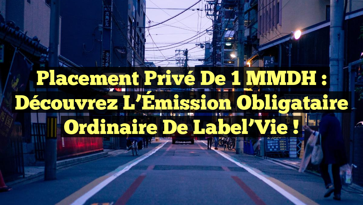 Placement Privé de 1 MMDH : Découvrez l&rsquo;Émission Obligataire Ordinaire de Label’Vie !