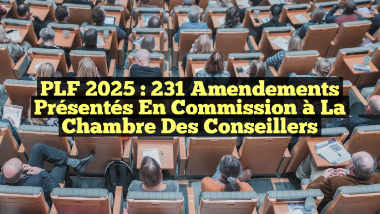 PLF 2025 : 231 Amendements Présentés en Commission à la Chambre des Conseillers PLF 2025 : 231 Amendements Présentés en Commission à la Chambre des Conseillers