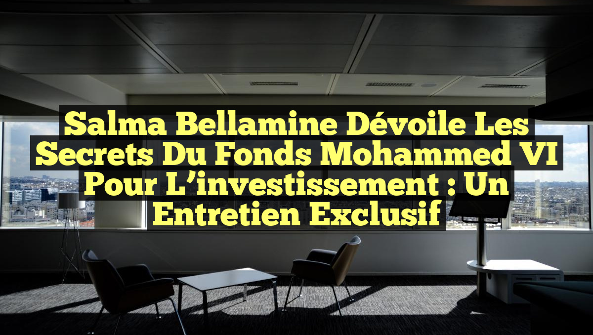 Salma Bellamine dévoile les secrets du Fonds Mohammed VI pour l’investissement : un entretien exclusif