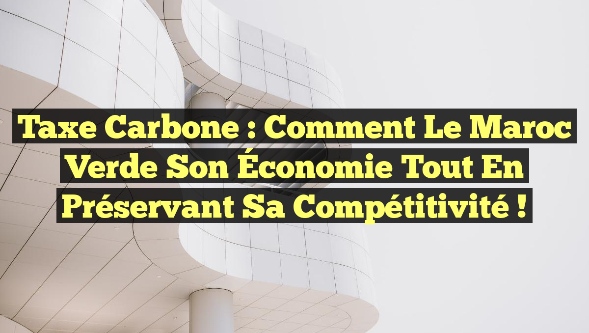 Taxe Carbone : Comment le Maroc Verde son Économie tout en Préservant sa Compétitivité !