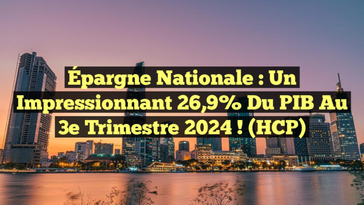 Épargne nationale : Un impressionnant 26,9% du PIB au 3e trimestre 2024 ! (HCP)