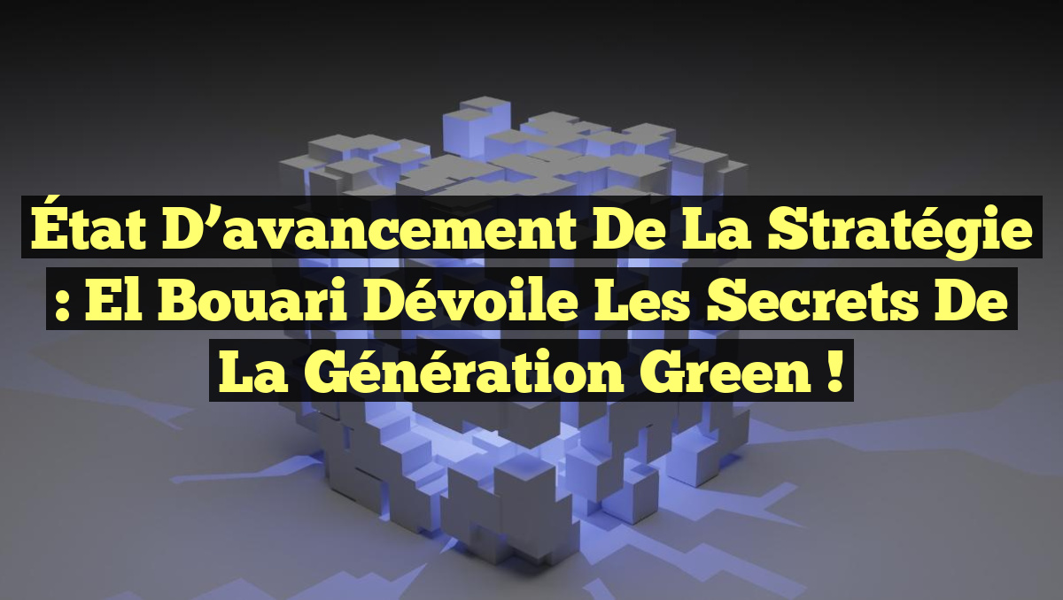 État d&rsquo;avancement de la stratégie : El Bouari dévoile les secrets de la Génération Green !