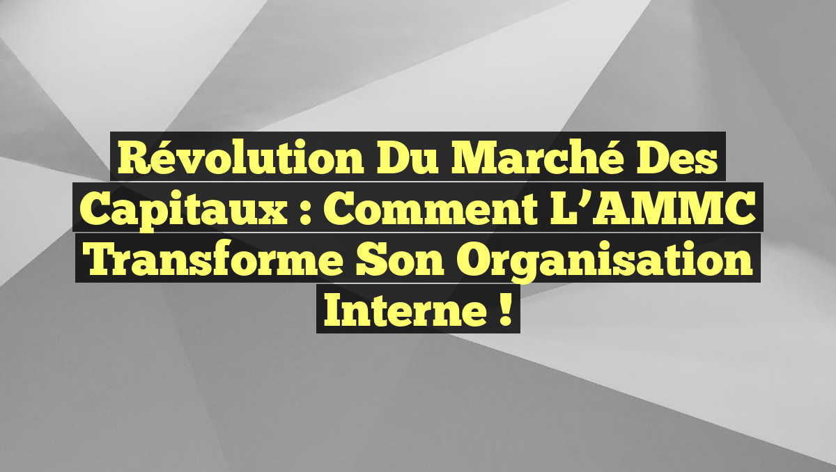 Révolution du Marché des Capitaux : Comment l&rsquo;AMMC Transforme Son Organisation Interne !