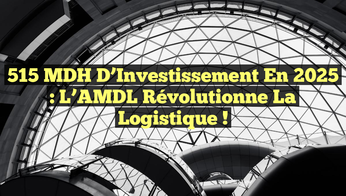515 MDH d&rsquo;Investissement en 2025 : L&rsquo;AMDL Révolutionne la Logistique !