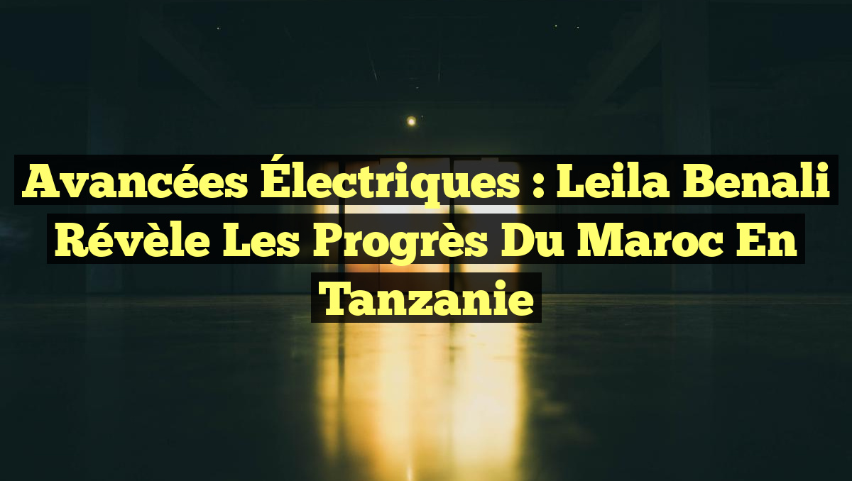 Avancées Électriques : Leila Benali Révèle les Progrès du Maroc en Tanzanie
