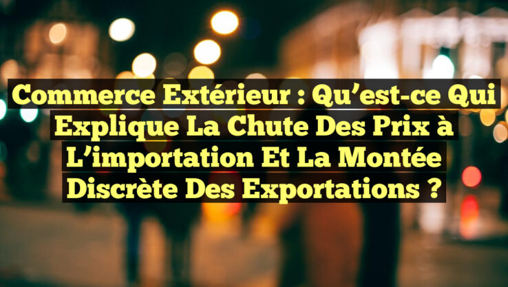 Commerce extérieur : Qu’est-ce qui explique la chute des prix à l’importation et la montée discrète des exportations ? Commerce extérieur : Qu’est-ce qui explique la chute des prix à l’importation et la montée discrète des exportations ?