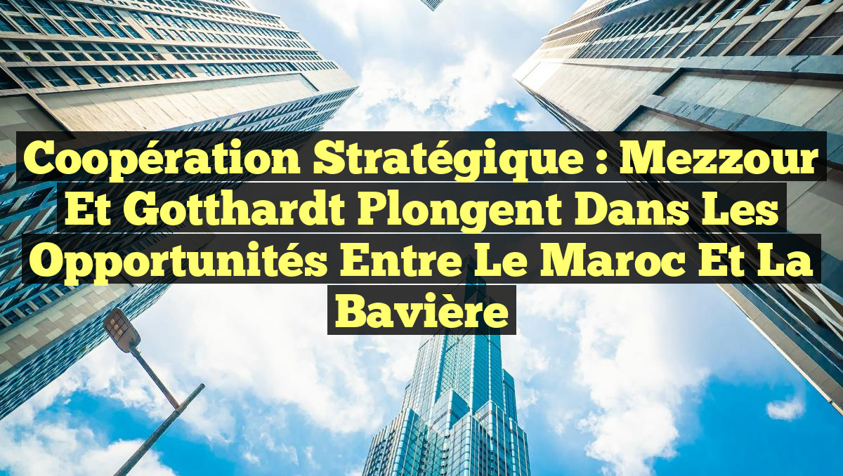 Coopération Stratégique : Mezzour et Gotthardt Plongent dans les Opportunités entre le Maroc et la Bavière