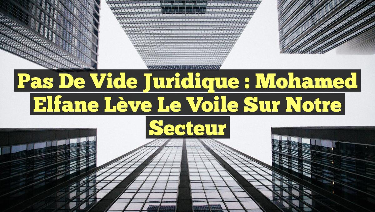 Pas de Vide Juridique : Mohamed Elfane Lève le Voile sur Notre Secteur