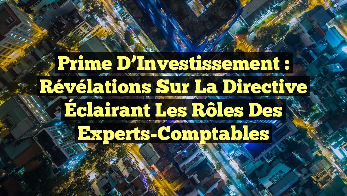 Prime d&rsquo;Investissement : Révélations sur la Directive Éclairant les Rôles des Experts-Comptables