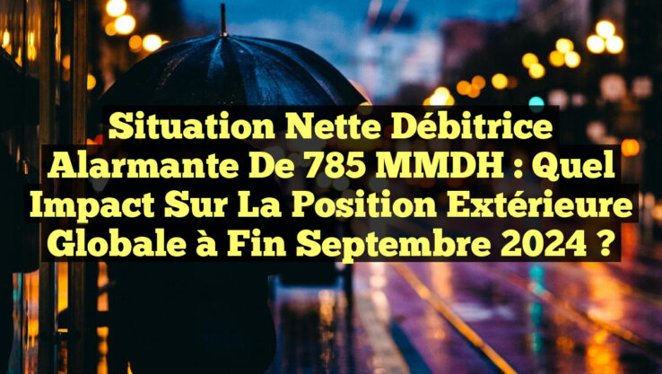 Situation nette débitrice alarmante de 785 MMDH : Quel impact sur la position extérieure globale à fin septembre 2024 ?