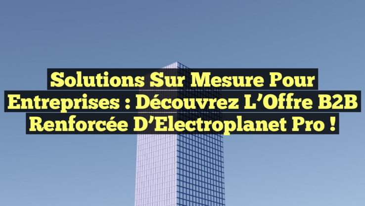 Solutions Sur Mesure pour Entreprises : Découvrez l’Offre B2B Renforcée d’Electroplanet Pro !
