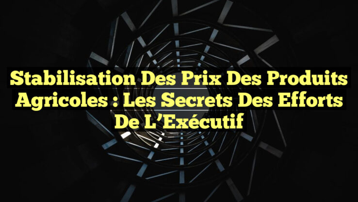 Stabilisation des Prix des Produits Agricoles : Les Secrets des Efforts de l’Exécutif