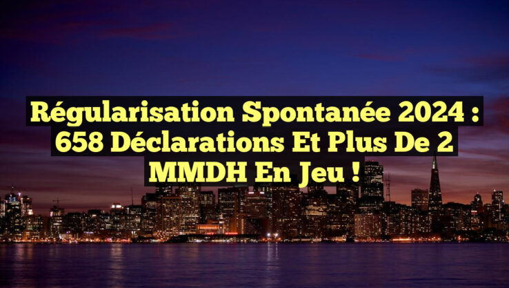 Régularisation Spontanée 2024 : 658 Déclarations et Plus de 2 MMDH en Jeu ! Régularisation Spontanée 2024 : 658 Déclarations et Plus de 2 MMDH en Jeu !