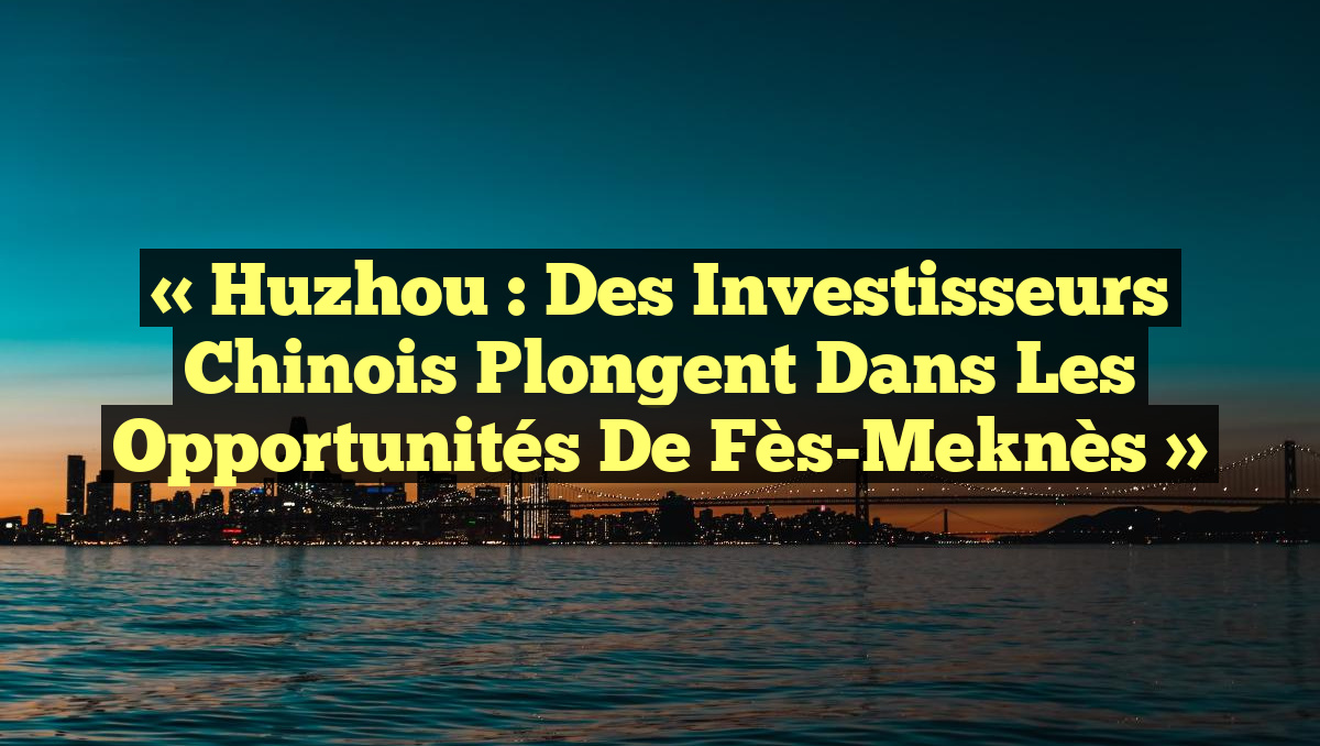 « Huzhou : Des Investisseurs Chinois Plongent dans les Opportunités de Fès-Meknès »