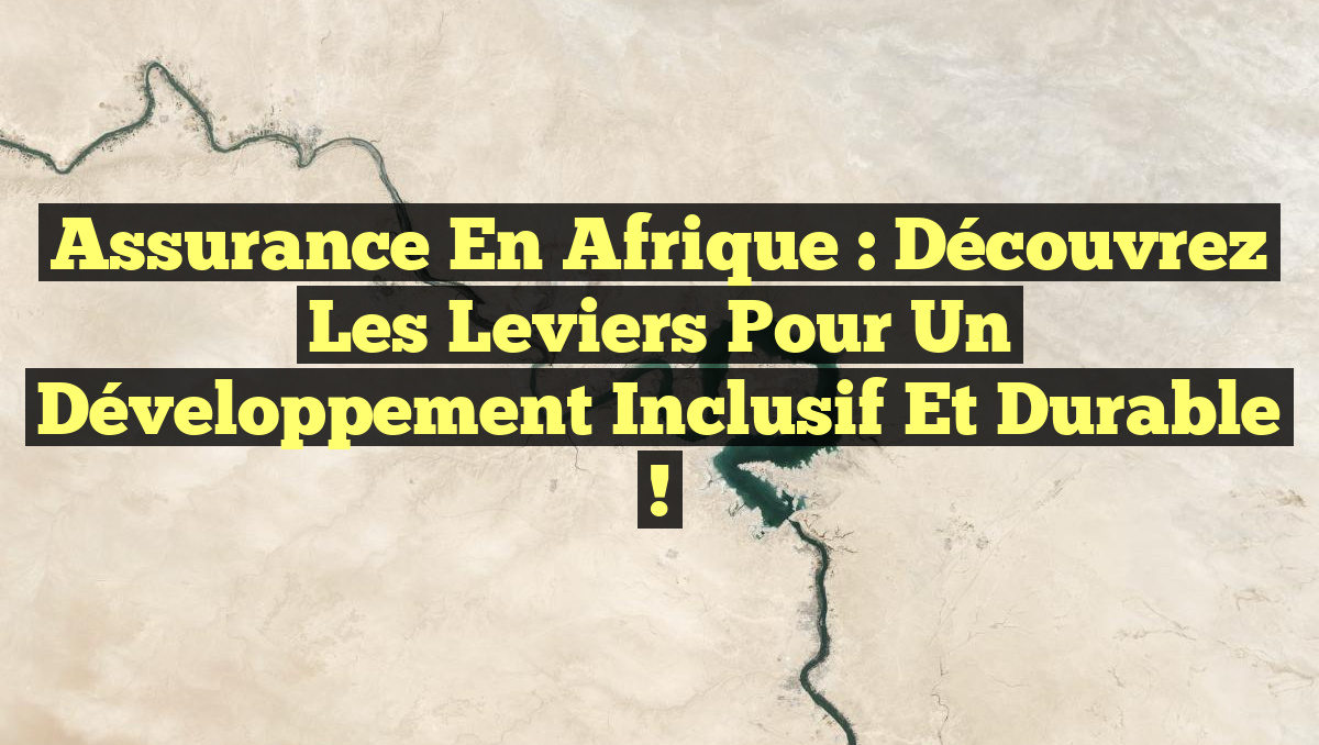 Assurance en Afrique : Découvrez les leviers pour un développement inclusif et durable !