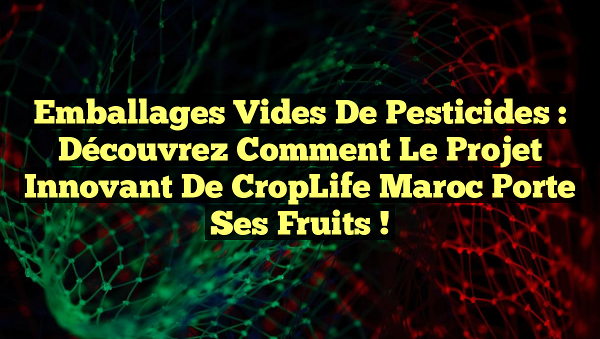 Emballages vides de pesticides : Découvrez comment le projet innovant de CropLife Maroc porte ses fruits !