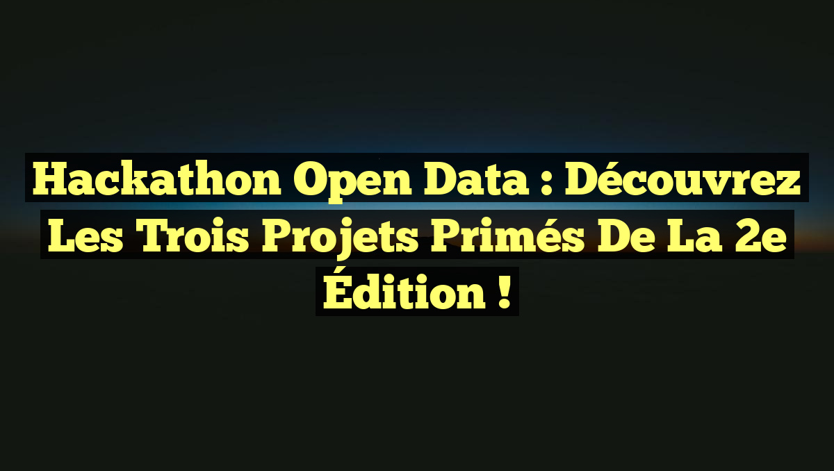Hackathon Open Data : Découvrez les Trois Projets Primés de la 2e Édition !