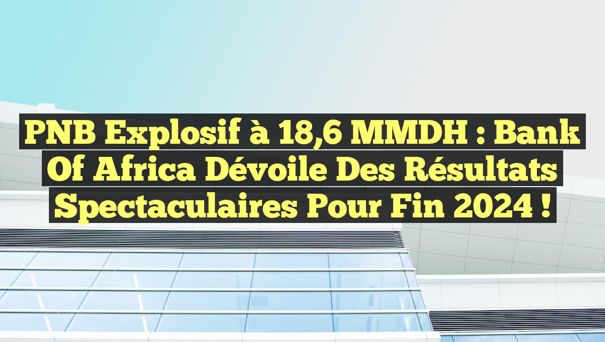 PNB explosif à 18,6 MMDH : Bank Of Africa dévoile des résultats spectaculaires pour fin 2024 !