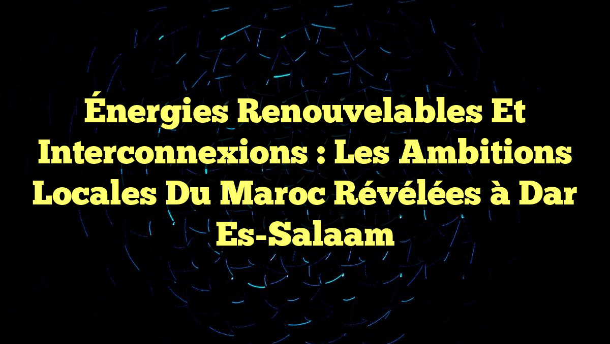 Énergies Renouvelables et Interconnexions : Les Ambitions Locales du Maroc Révélées à Dar es-Salaam