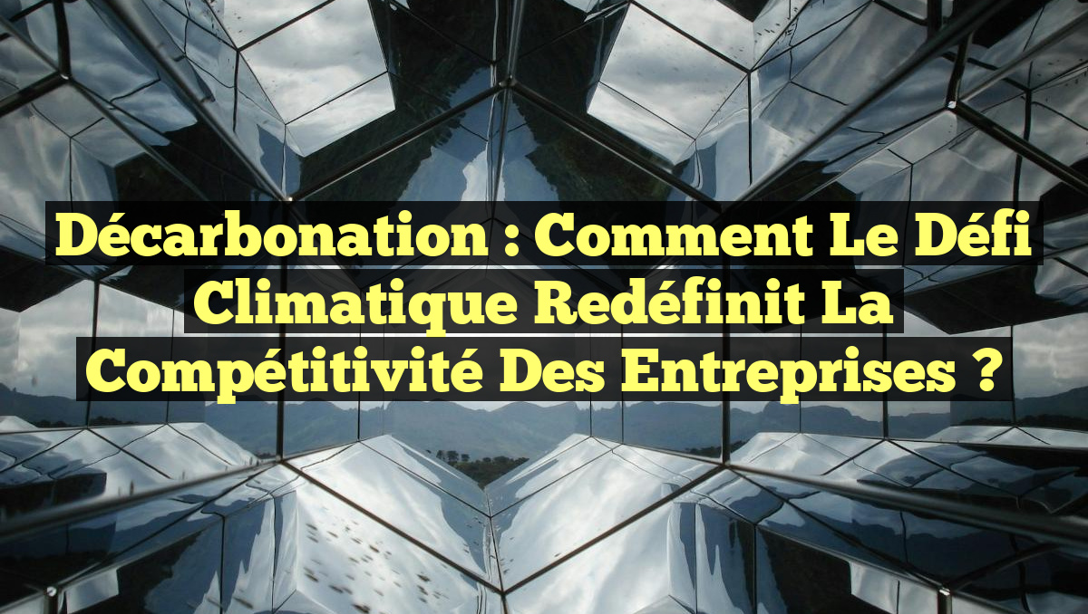 Décarbonation : Comment le défi climatique redéfinit la compétitivité des entreprises ?