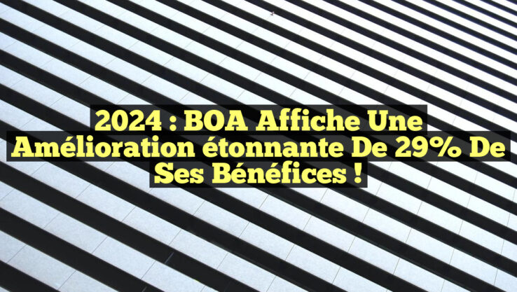 2024 : BOA affiche une amélioration étonnante de 29% de ses bénéfices !